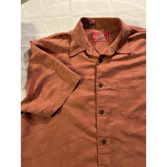 Woody's Retro Lounge Shirt Mens XL Rust Floral Textured Short Sleeve Button Up - Picture 1 of 10